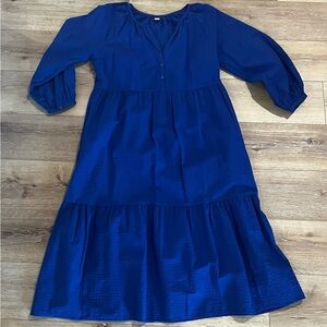 Womens Old Navy Blue Linen Midi Dress